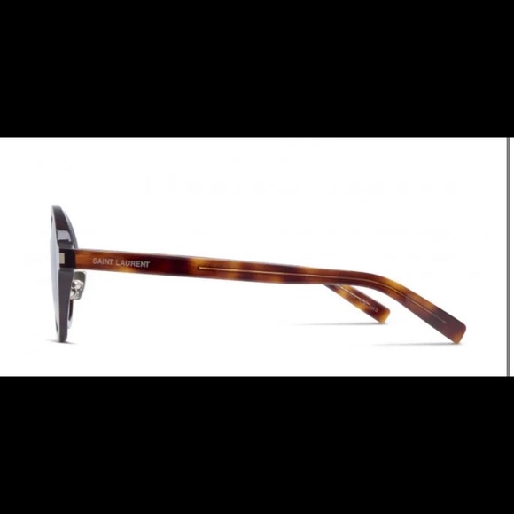 Saint Laurent SL 161 Slim Round Unisex Sunglasses - Tortoise - Picture 4 of 9
